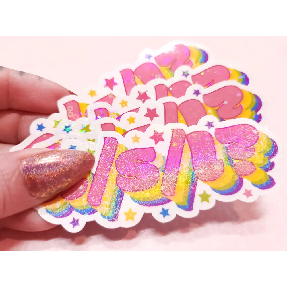 a/s/l? Holographic Vinyl Sticker 3.5 x 1.25 in. All 4 Stickers