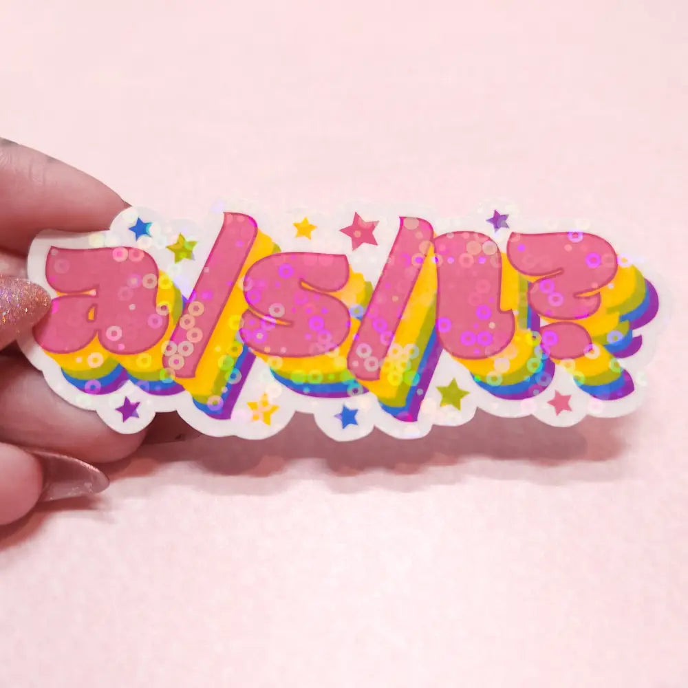 a/s/l? Holographic Vinyl Sticker 3.5 x 1.25 in. Holo sequins Stickers