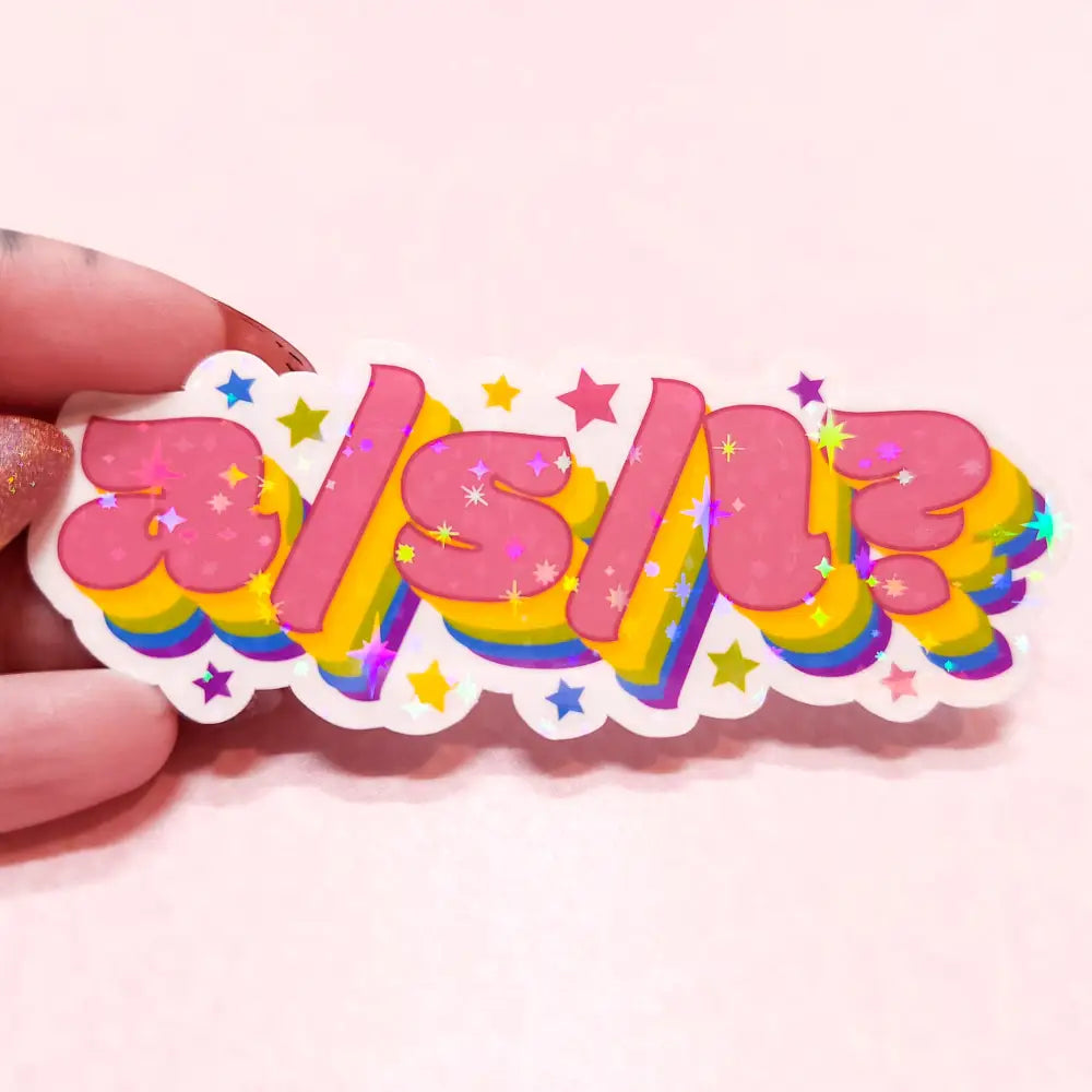 a/s/l? Holographic Vinyl Sticker 3.5 x 1.25 in. Holo Stars Stickers
