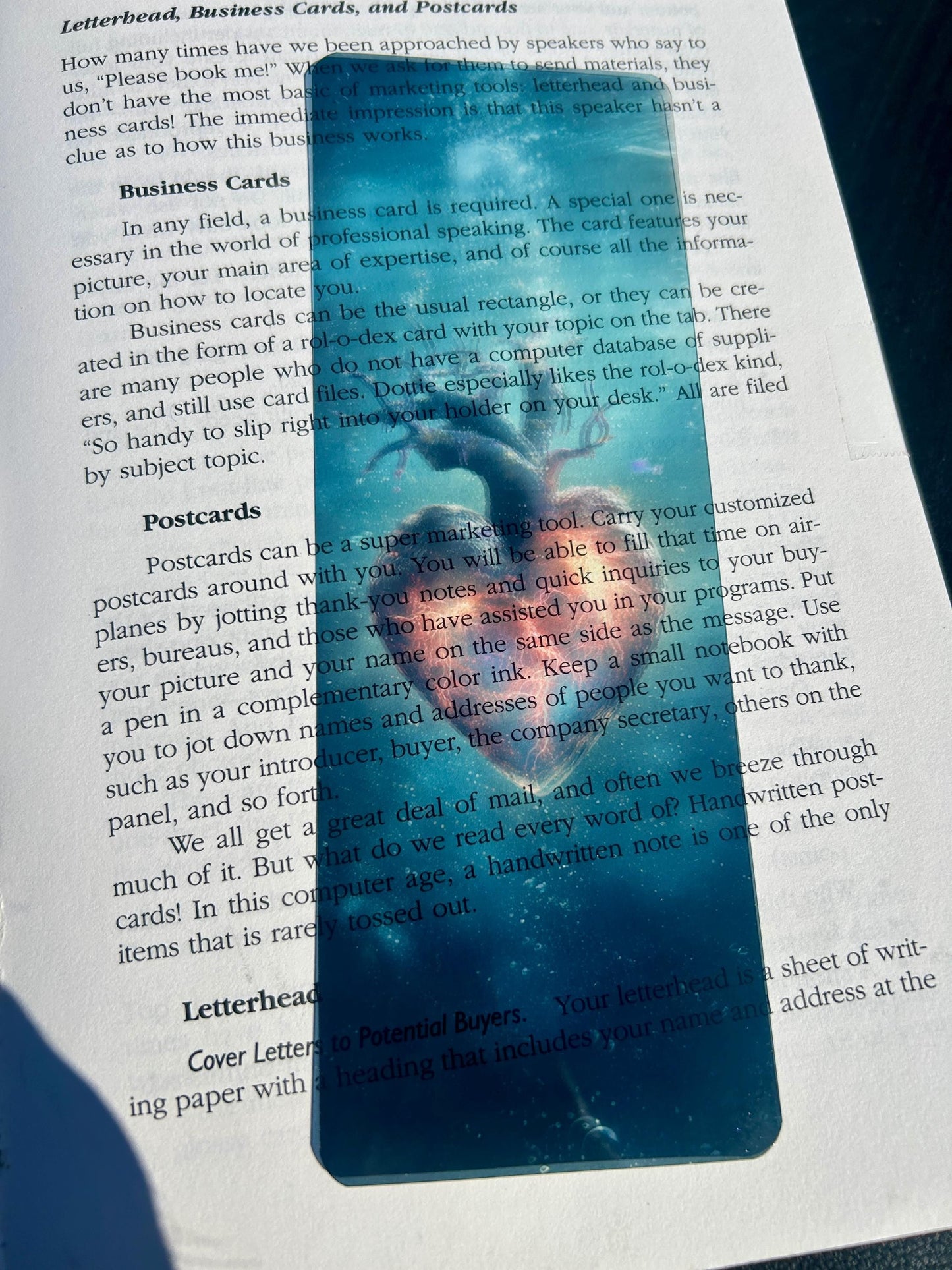Bioluminescent Heart Bookmark – Surreal Ocean Fantasy Art | Glowing Sea Light Print | Vibrant Emotional Gift for Book Lovers
