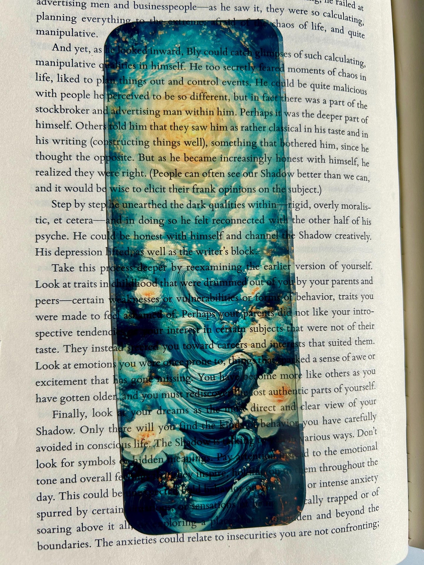 Celestial Portal Bookmark – Swirling Pages & White Blossoms in Blue Sky | Fantasy Escape Bookmark for Dreamy Readers