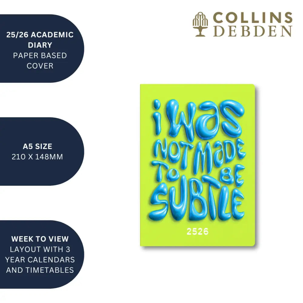 Affirmation - A5 Week-to-View Mid/Academic Year Diary Planner 2025-2026 - Green - Fashion Diaries