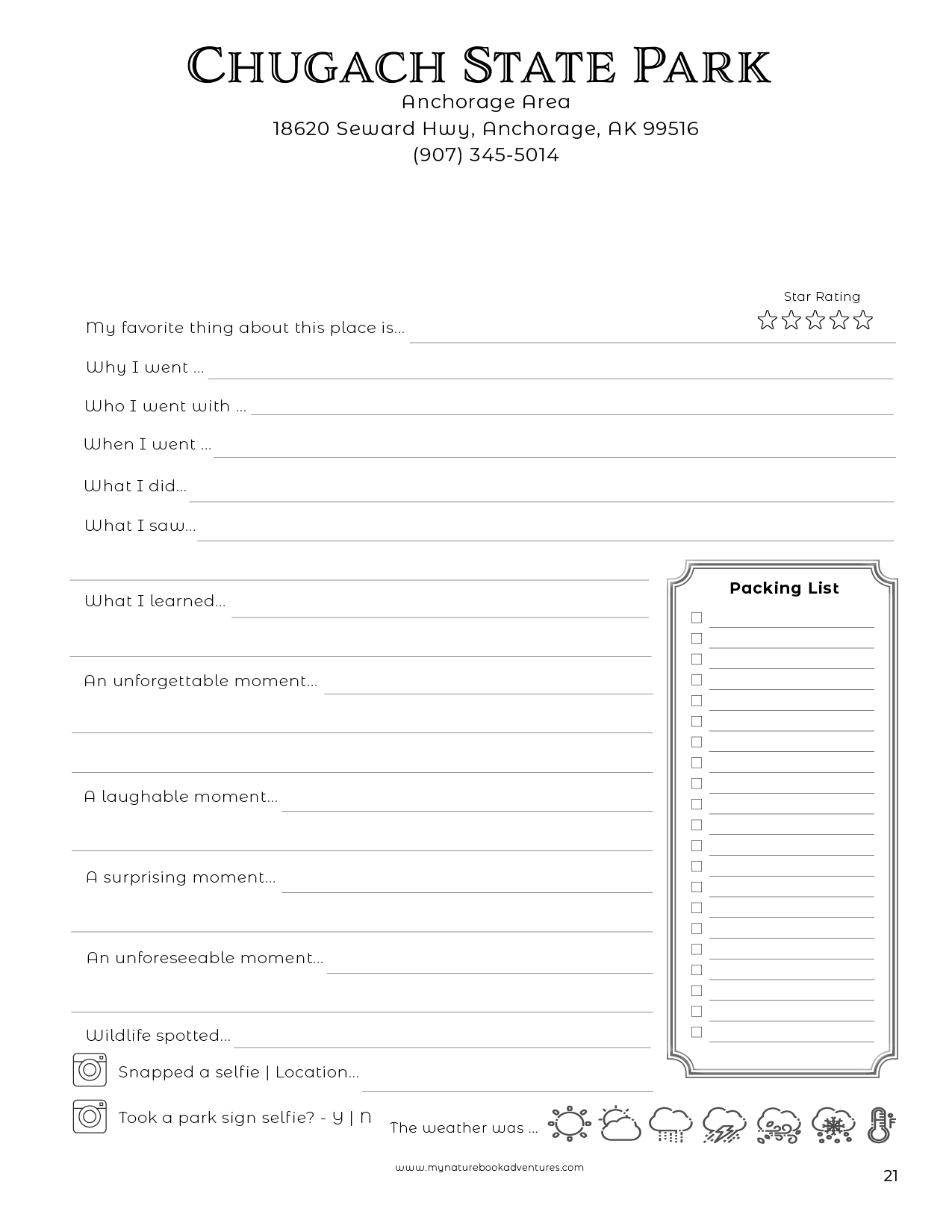 Alaska State Parks - Adventure Planning Journal