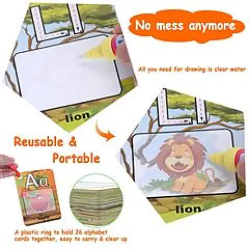 Alphabet Water Coloring Cards with 2 Magic Water Pens
