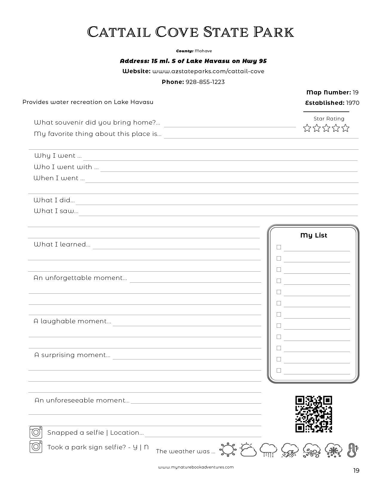 Arizona State Parks - Adventure Planning Journal