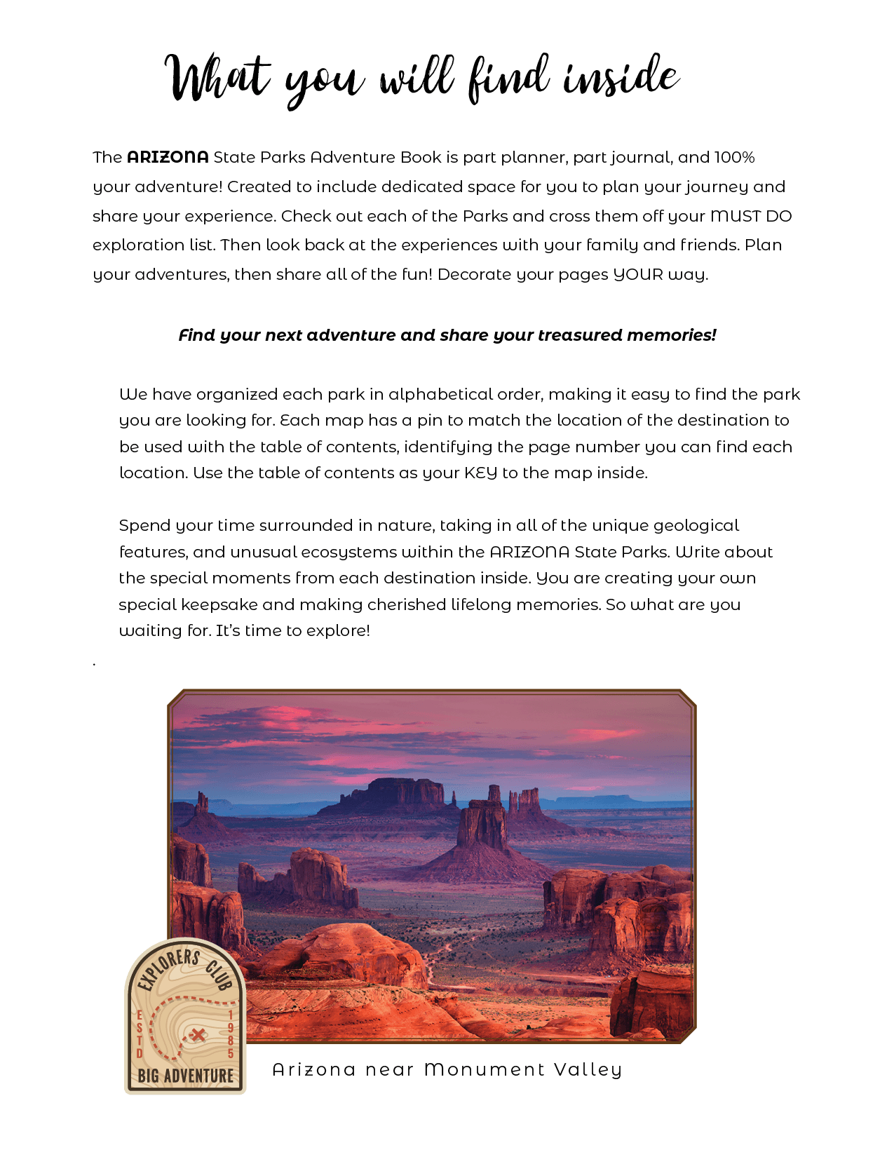 Arizona State Parks - Adventure Planning Journal