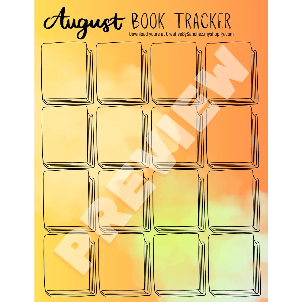 August Book Trackers - 16 Books - Book Tracker