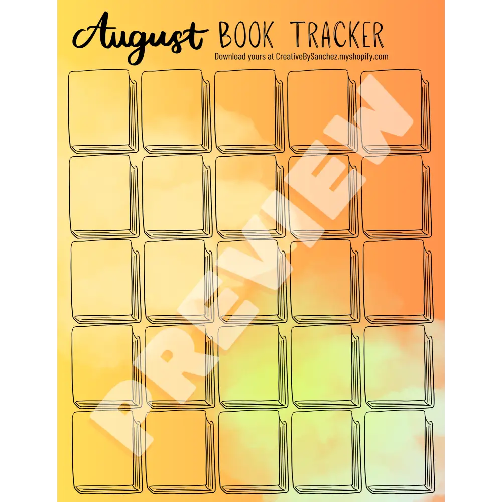 August Book Trackers - 25 Books - Book Tracker