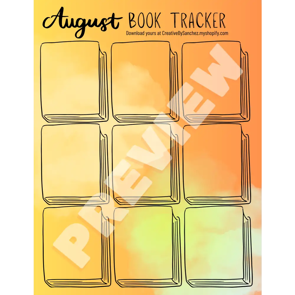 August Book Trackers - 9 Books - Book Tracker