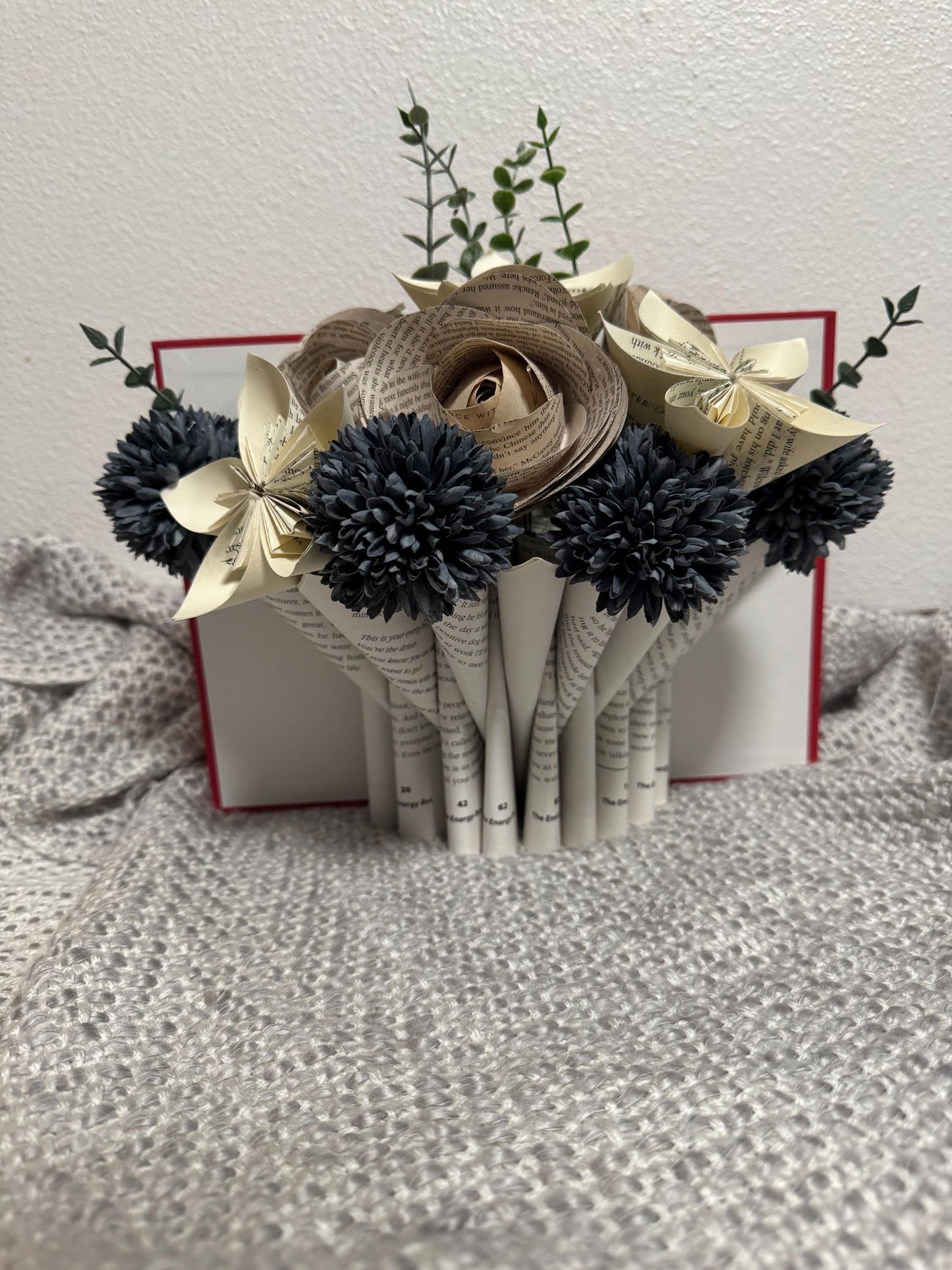 Handmade Book Page Flower Bouquet: Upcycled Paper Roses