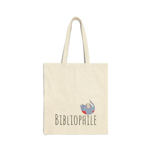 Bibliophile Cat Cotton Canvas Tote Bag - Natural / 15’’ x 16’’ - Tote Bag