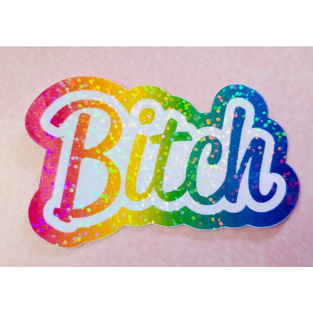 Bitch Rainbow Holographic Sticker 3x2 in. Stickers