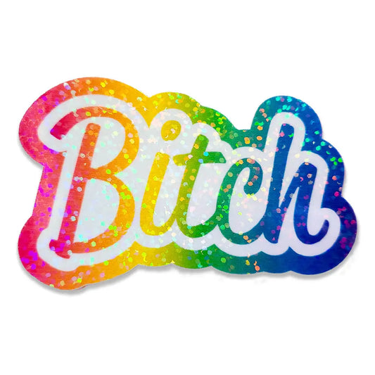 Bitch Rainbow Holographic Sticker 3x2 in. Stickers