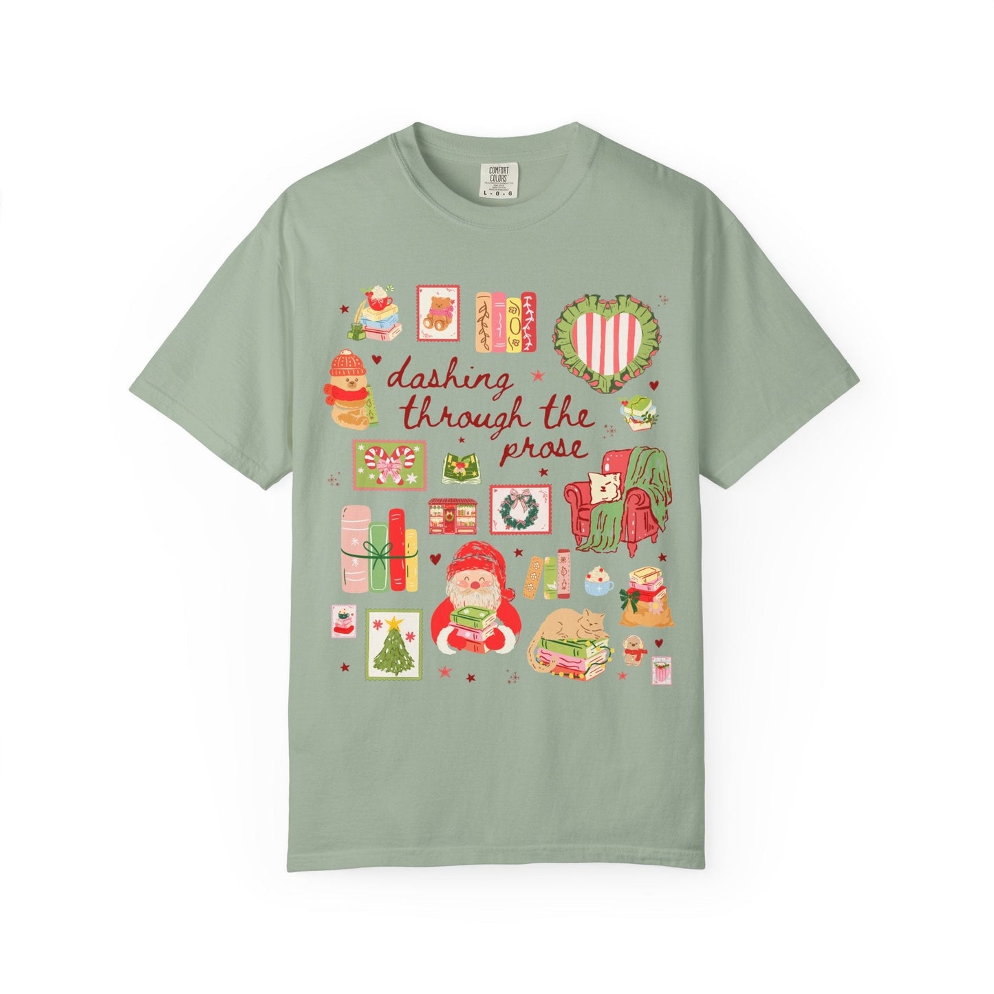 Bookish Christmas Tee Shirt: Dancing Through the Prose