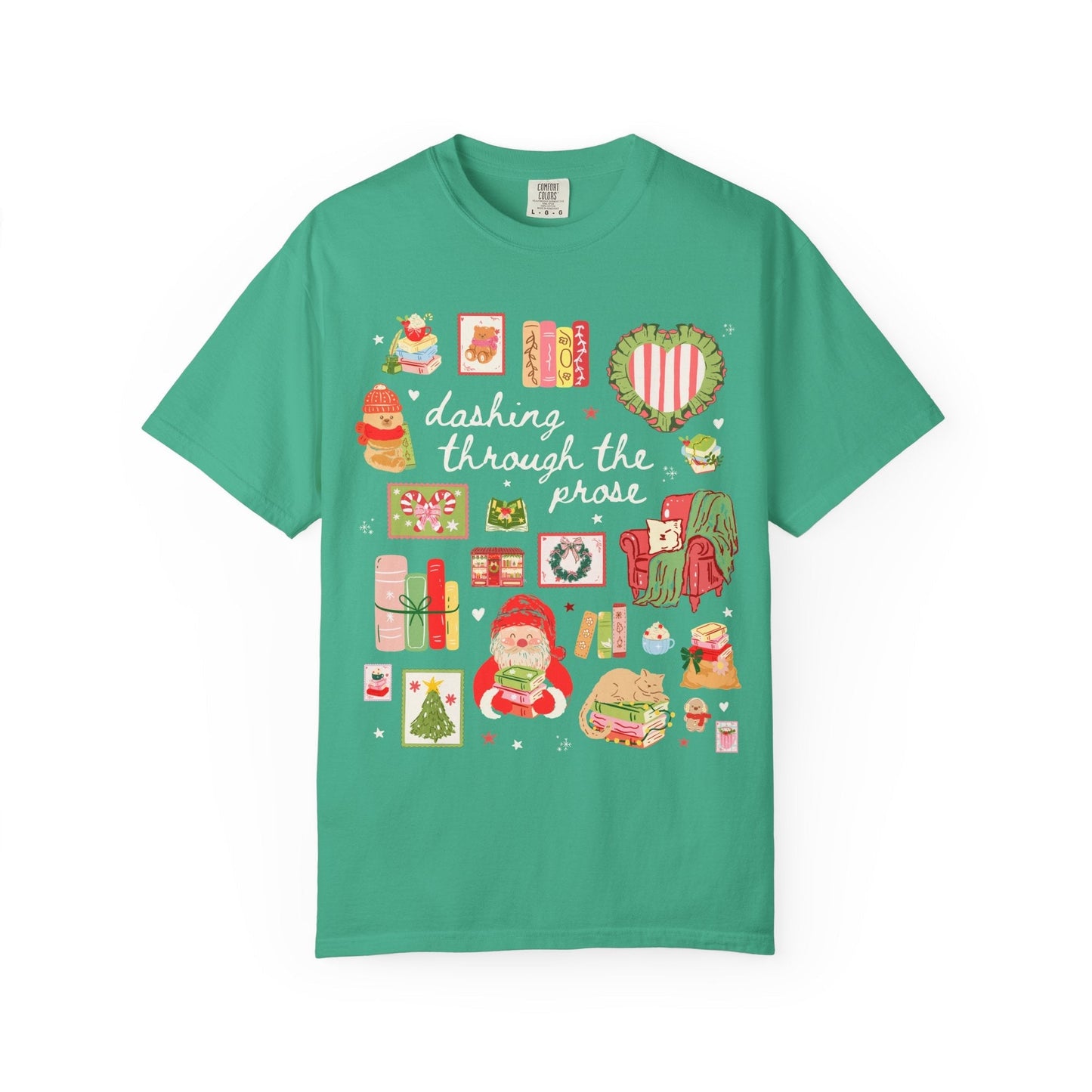 Bookish Christmas Tee Shirt: Dancing Through the Prose