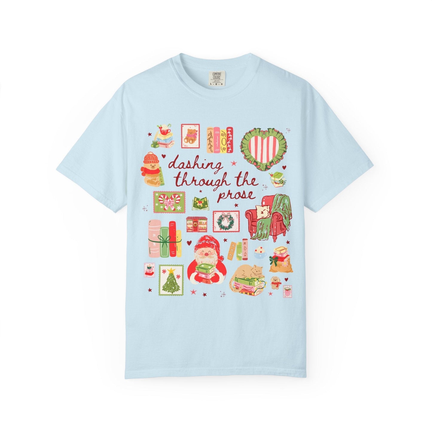 Bookish Christmas Tee Shirt: Dancing Through the Prose