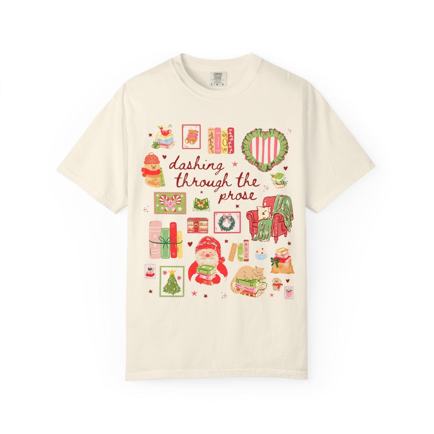 Bookish Christmas Tee Shirt: Dancing Through the Prose