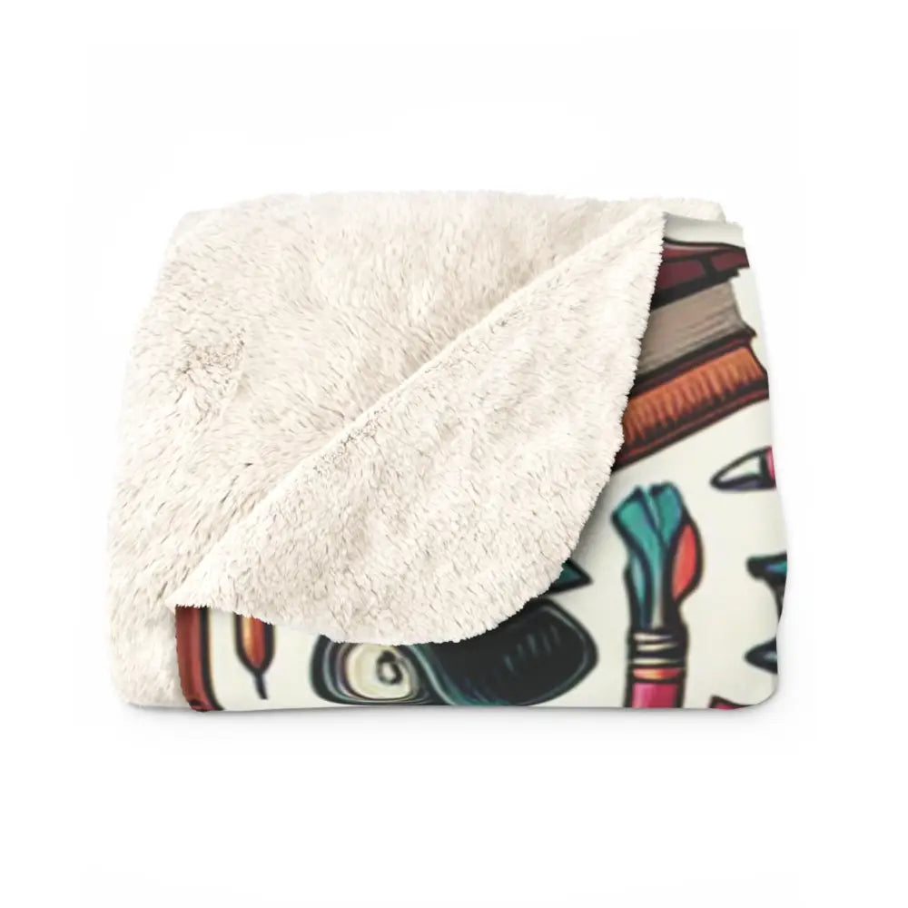 Bookish Sherpa Fleece Blanket - 50’’ × 60’’ - Home Decor