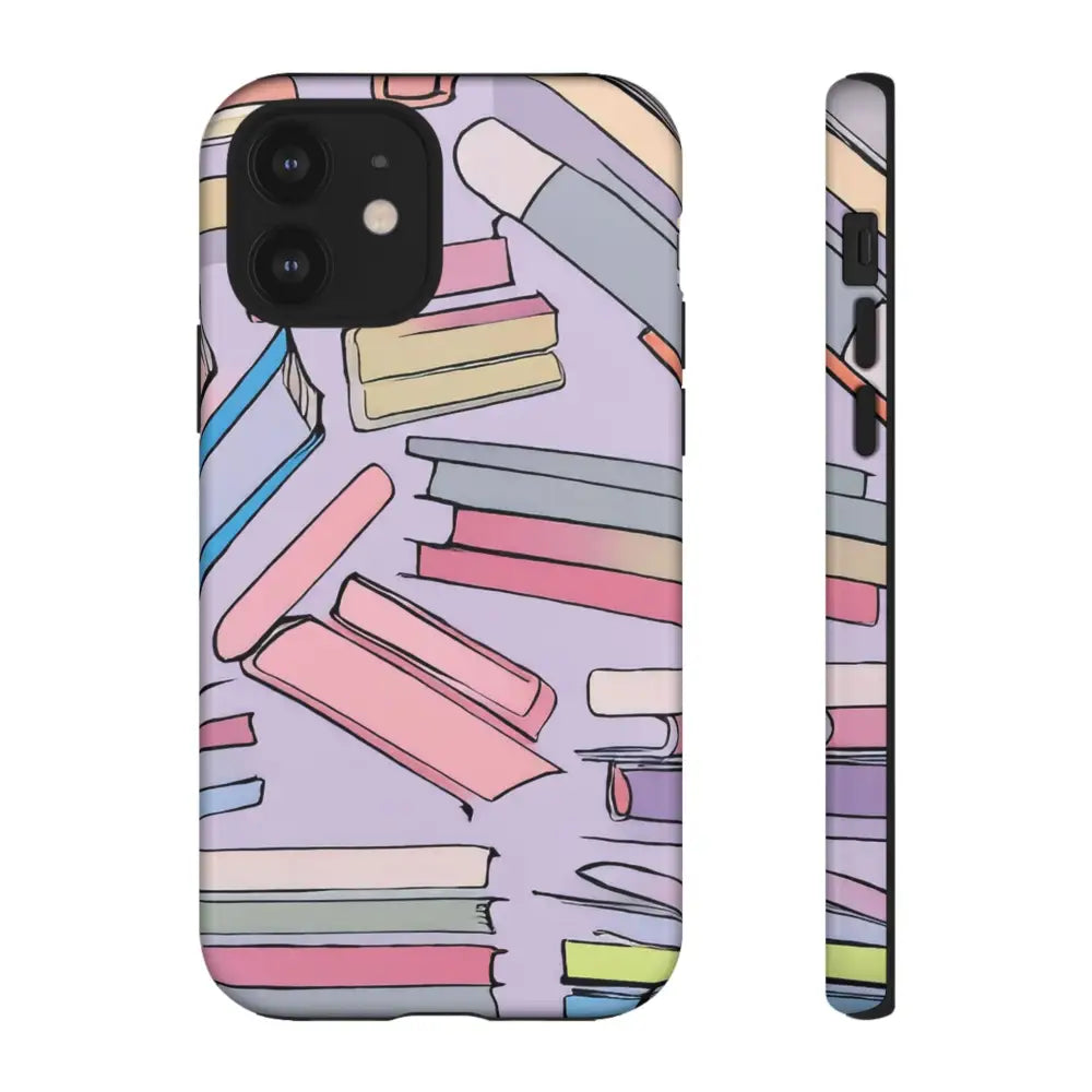 Books Pattern Tough Cases for Most Phone Types - iPhone 12 / Glossy - Phone Case
