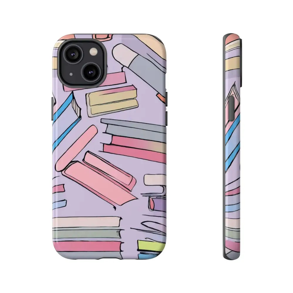 Books Pattern Tough Cases for Most Phone Types - iPhone 14 Plus / Glossy - Phone Case