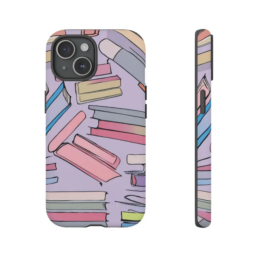 Books Pattern Tough Cases for Most Phone Types - iPhone 15 / Matte - Phone Case