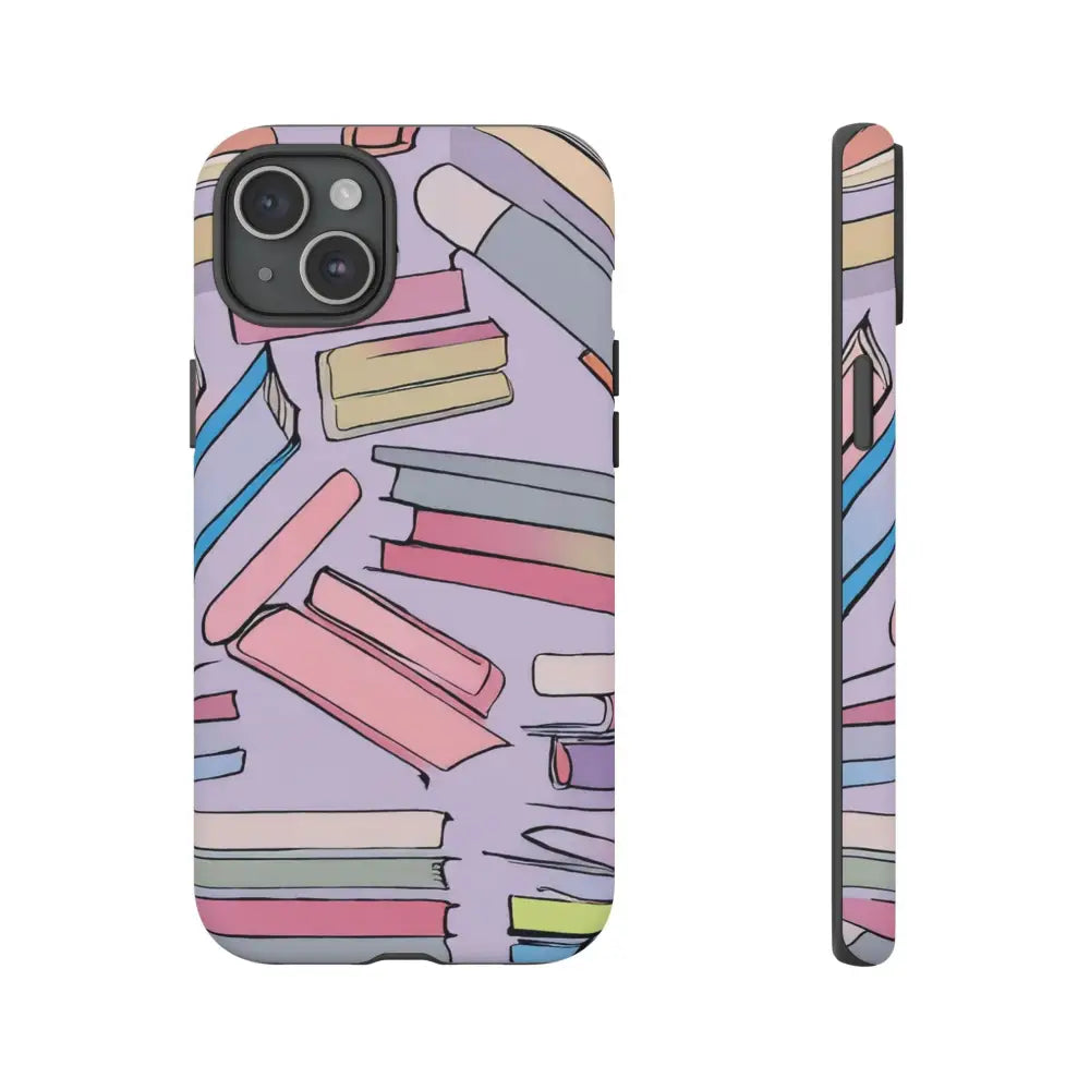 Books Pattern Tough Cases for Most Phone Types - iPhone 15 Plus / Matte - Phone Case