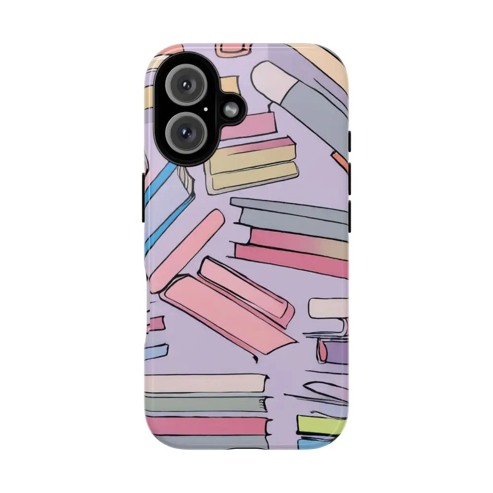 Books Pattern Tough Cases for Most Phone Types - iPhone 16 / Glossy - Phone Case