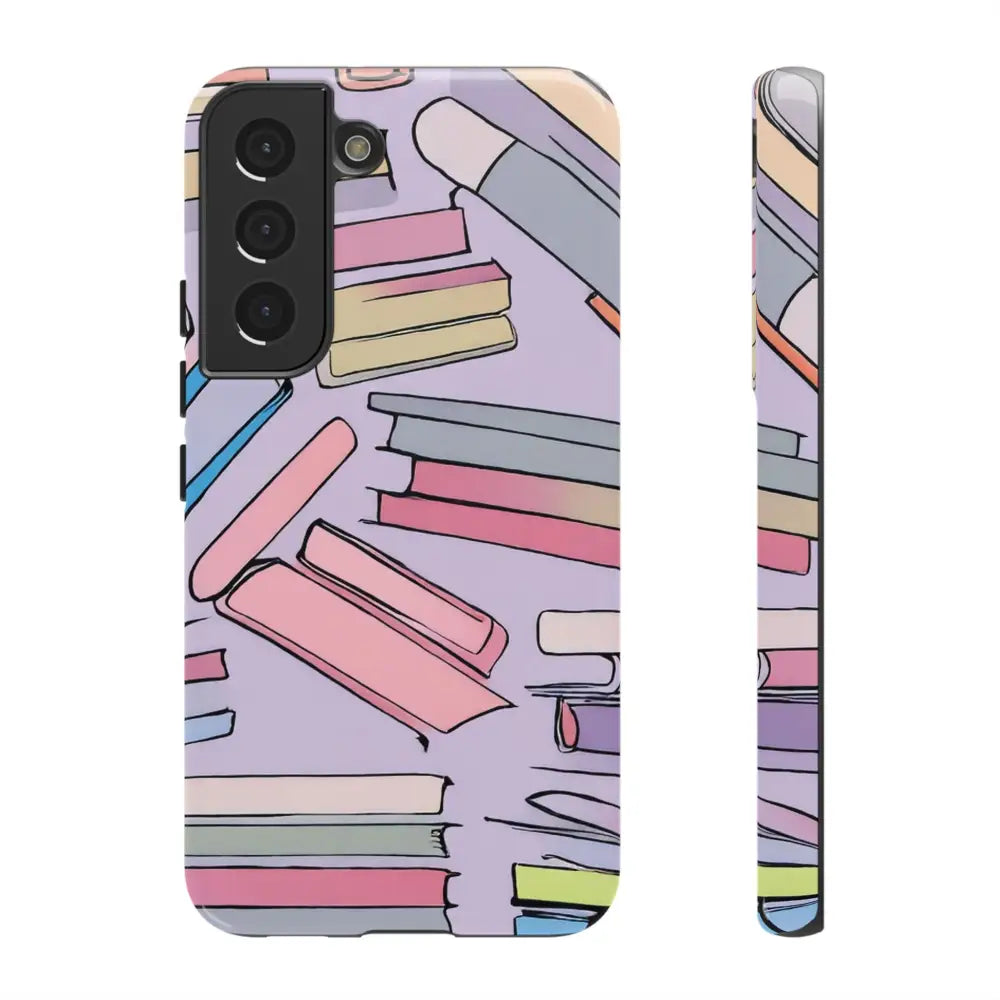 Books Pattern Tough Cases for Most Phone Types - Samsung Galaxy S22 / Glossy - Phone Case