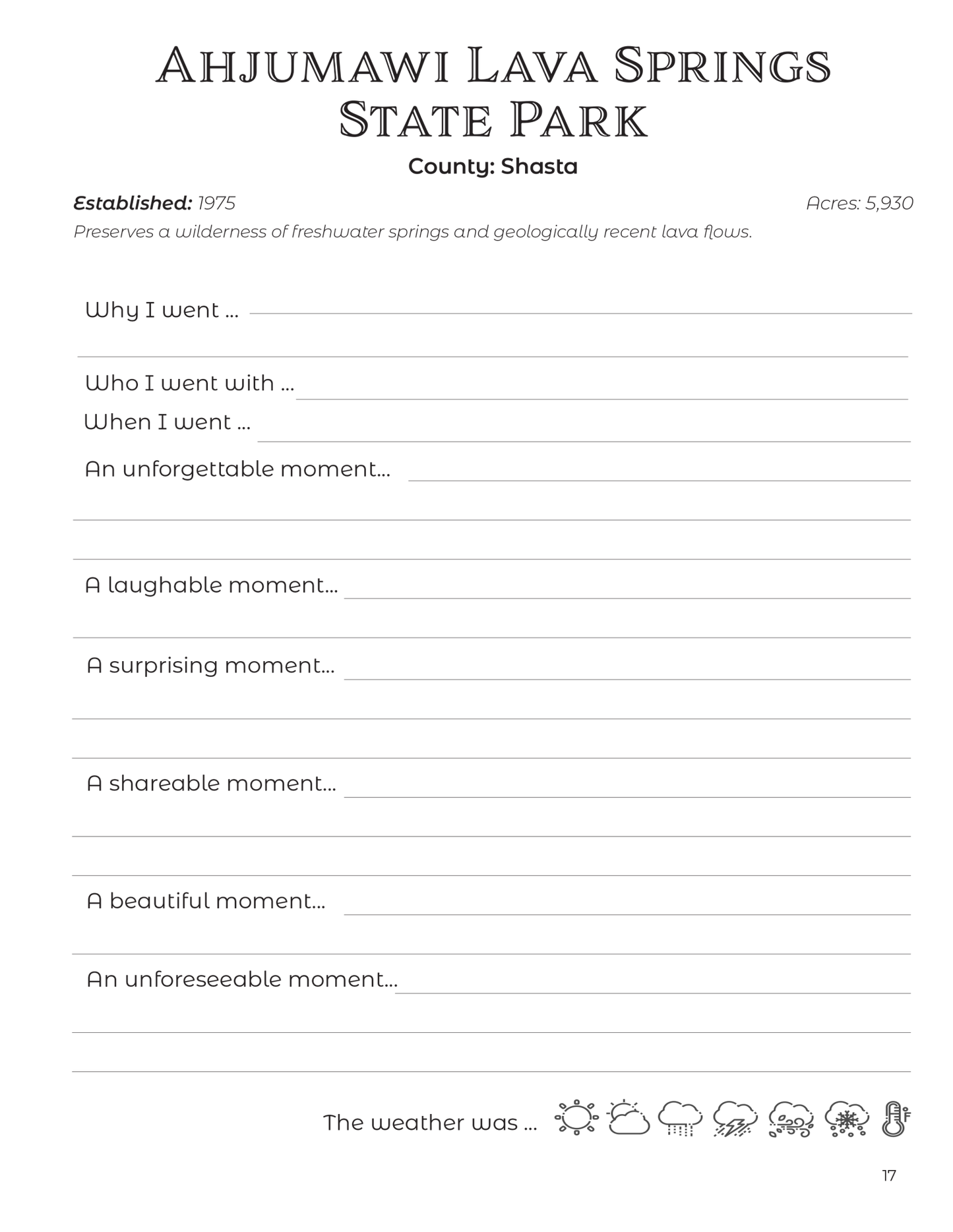 California State Parks - Adventure Planning Journal