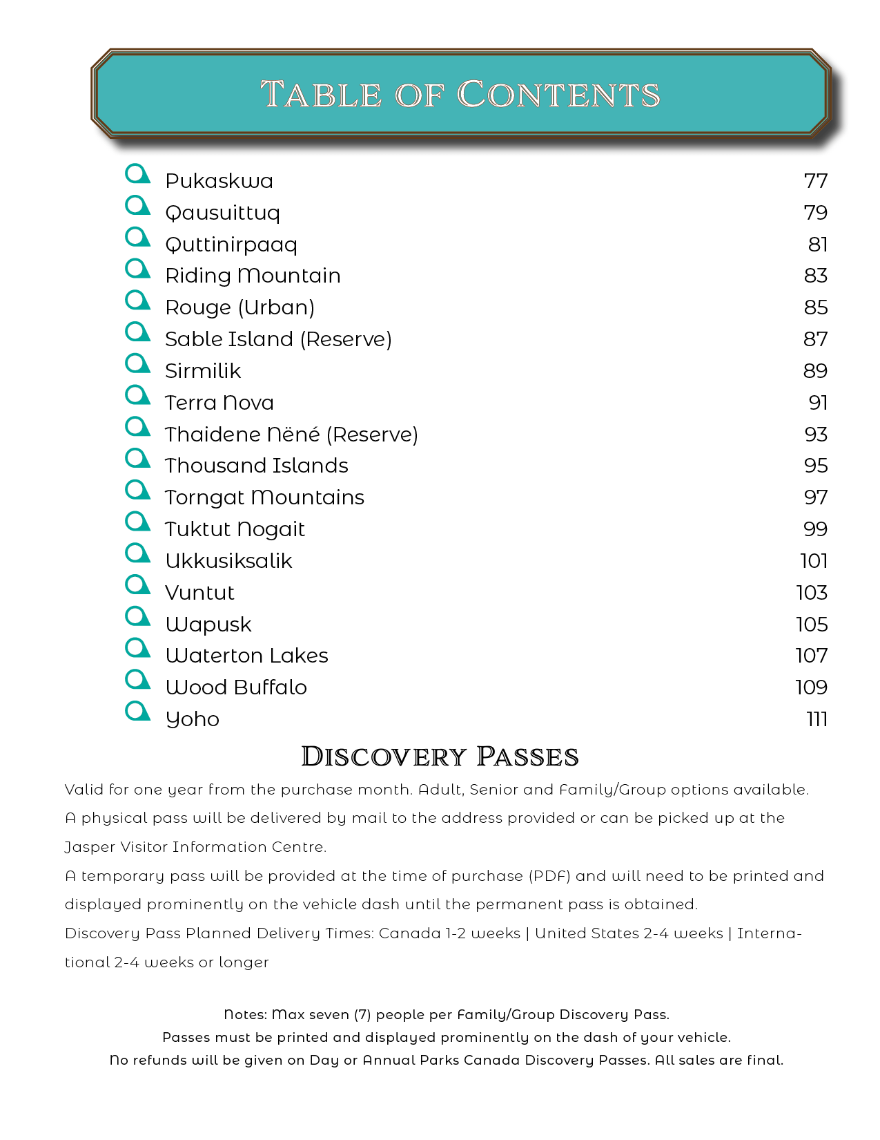Canada National Parks - Adventure Planning Journal