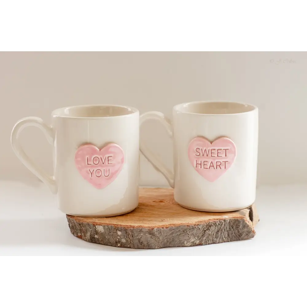 Candy Heart Mug Pink ’Love You’ Ceramic