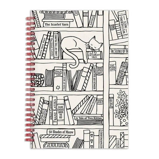 Cat on Bookshelf 6 x 8 Wire-O Journal by Galison - Journal
