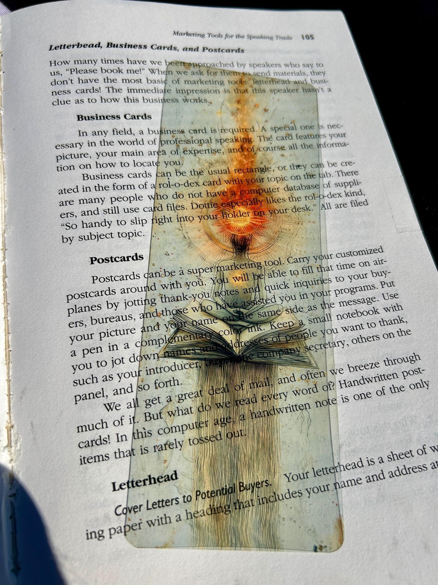 Boho Meditation Bookmark – Radiant Soul on Open Book | Solar Chakra & Cosmic Energy Flow Design