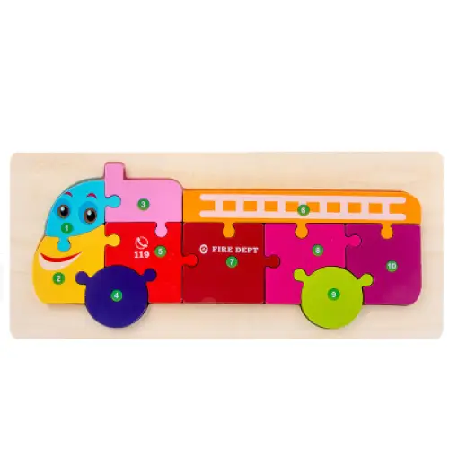 Children’s Cartoon Number Animal Puzzle Fire truck Learning Toys
