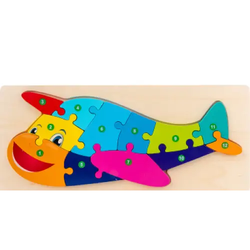 Children’s Cartoon Number Animal Puzzle Plane Learning Toys