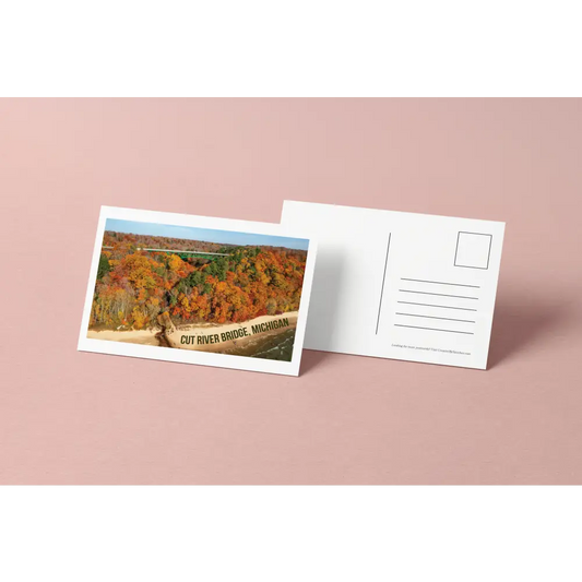 Cut River Bridge Michigan Postcard – Fall Scenic View – Licensed Photography with Original Design - Postcard