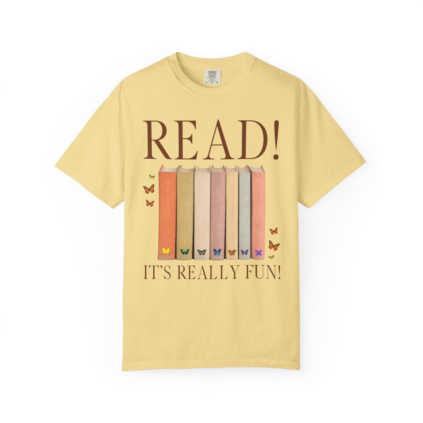 Cute Bookworm Tee Shirt with Butterflies: Read!