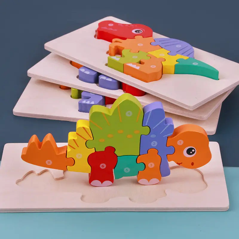 Wooden Three dimensional Dinosaur Puzzle
