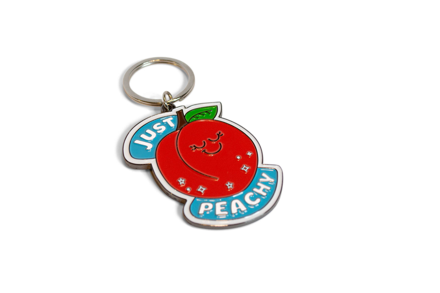 Enamel Keychain  Peach Plush Toy Funny Cute Gift Stuffed