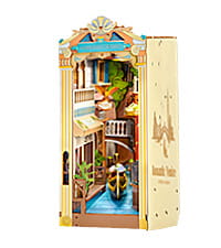 Kit de rincón de libros ROBOTIME, casa en miniatura para bricolaje, decoración de rincón de libros, modelo de sujetalibros de madera 3D, artesanía, pasatiempo, regalo