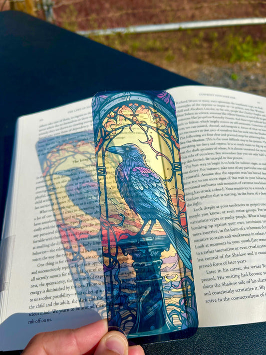 Dark Raven Bookmark – Gothic Bird in Flight Fantasy Art for Dark Fiction Readers, Myth Lovers