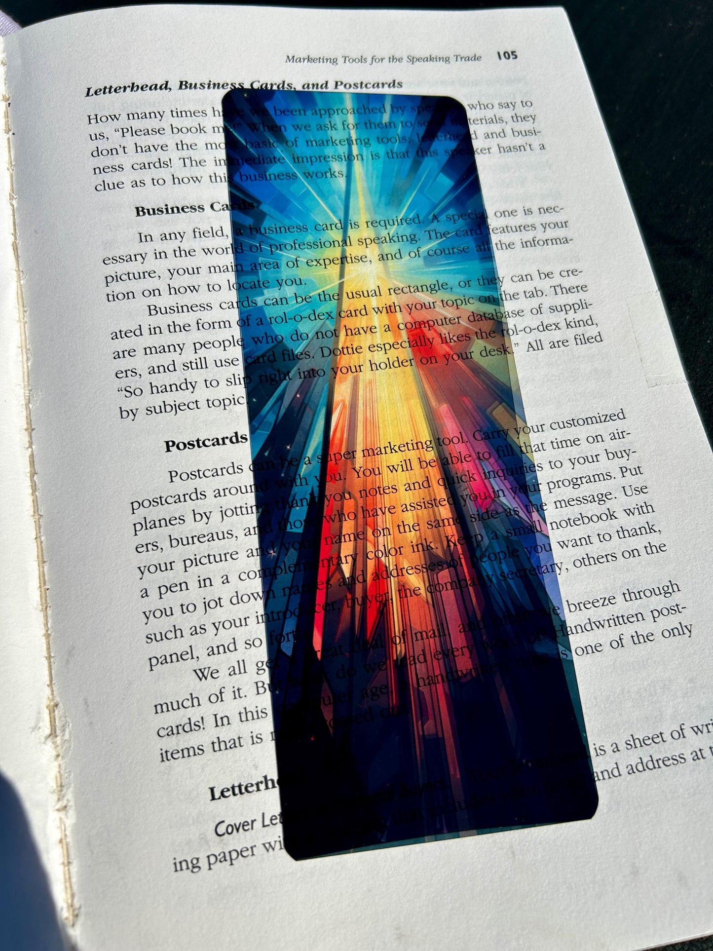 Prism Light Beam Bookmark – Radiant Stained Glass Refraction, Abstract Sunburst Art for Spiritual and Cosmic Readers