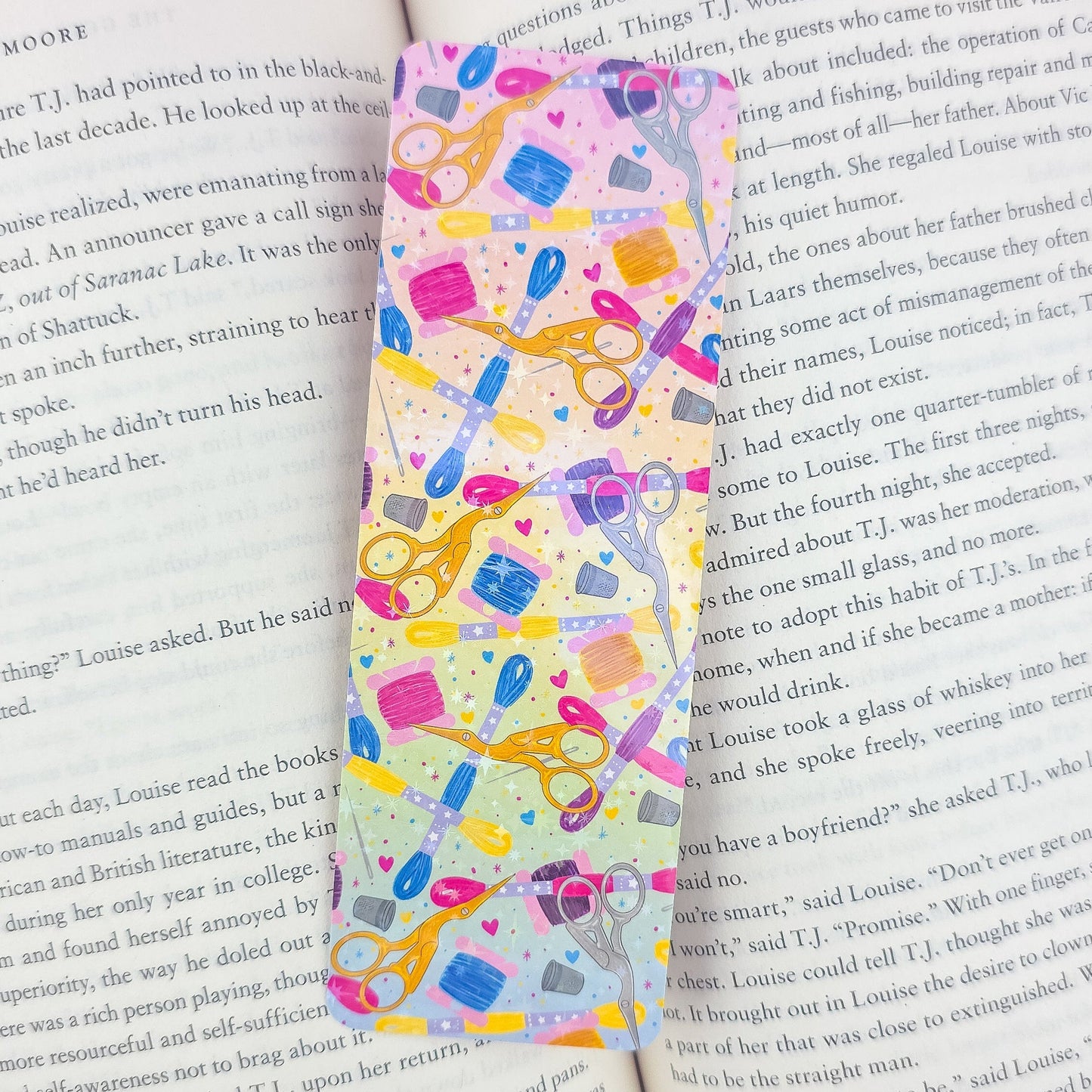 Embroidery Holographic Bookmark – Handmade Sewing & Craft Bookmark, Book Lover Gift