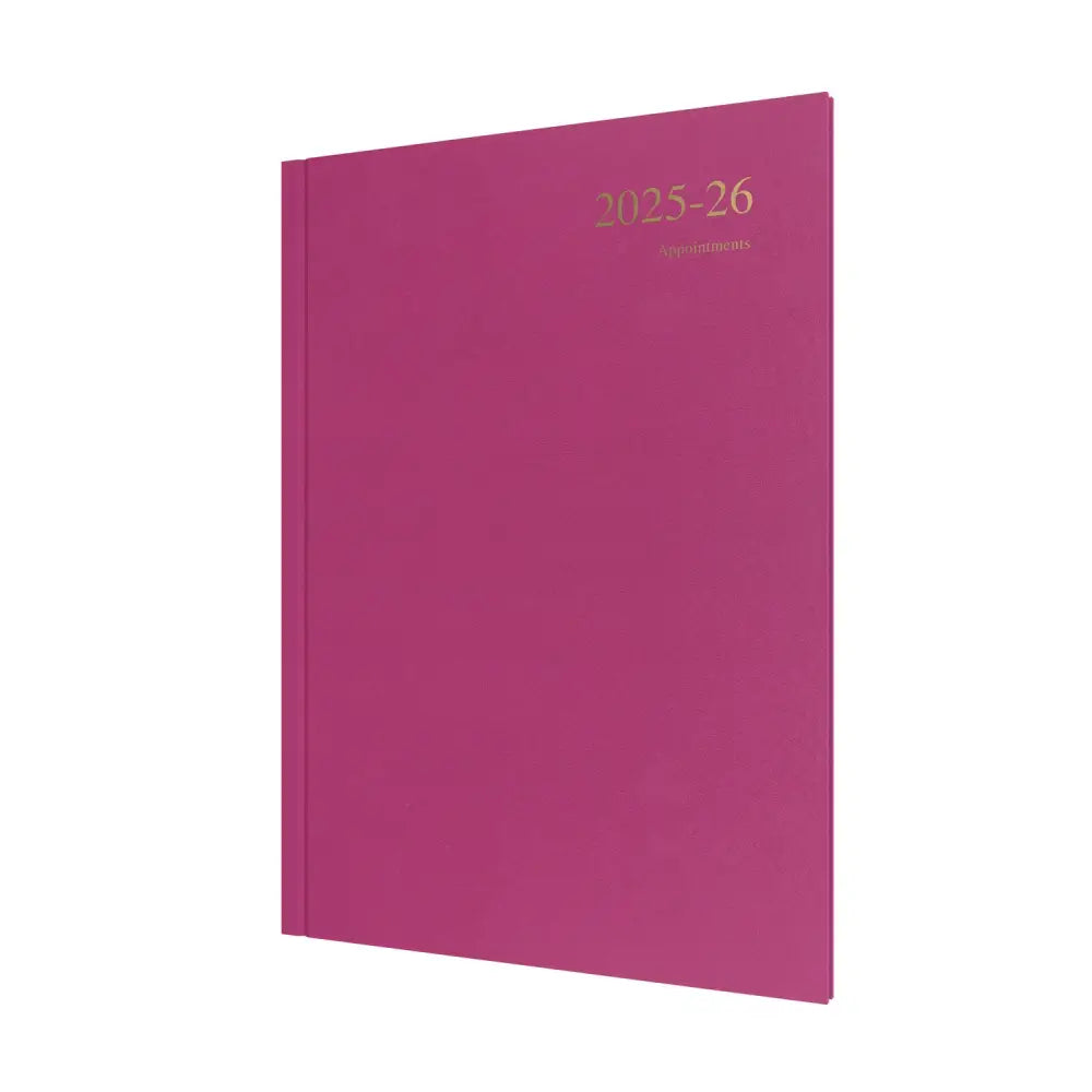 Essentials A4 Week to View with Appointments Mid/Academic Year Diary Planner 2025 2026 Dark Pink Business Diaries