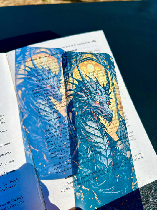 Black Dragon Bookmark – Bookmark with stained glass effect, Dark Magic Creature Bookmark Gift for Men Bookmark gift