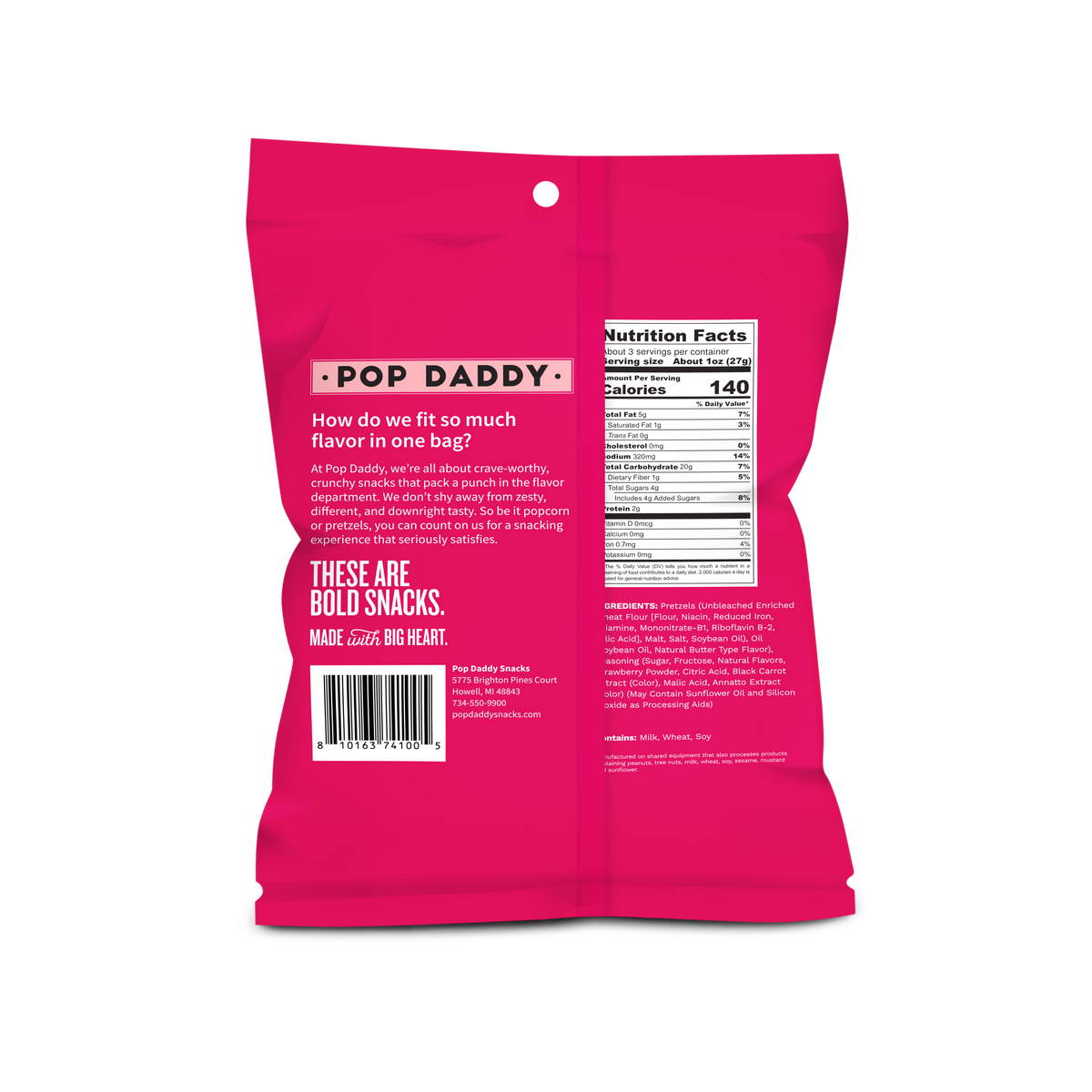 Seasoned Pretzels - 3oz - Strawberry Shortcake