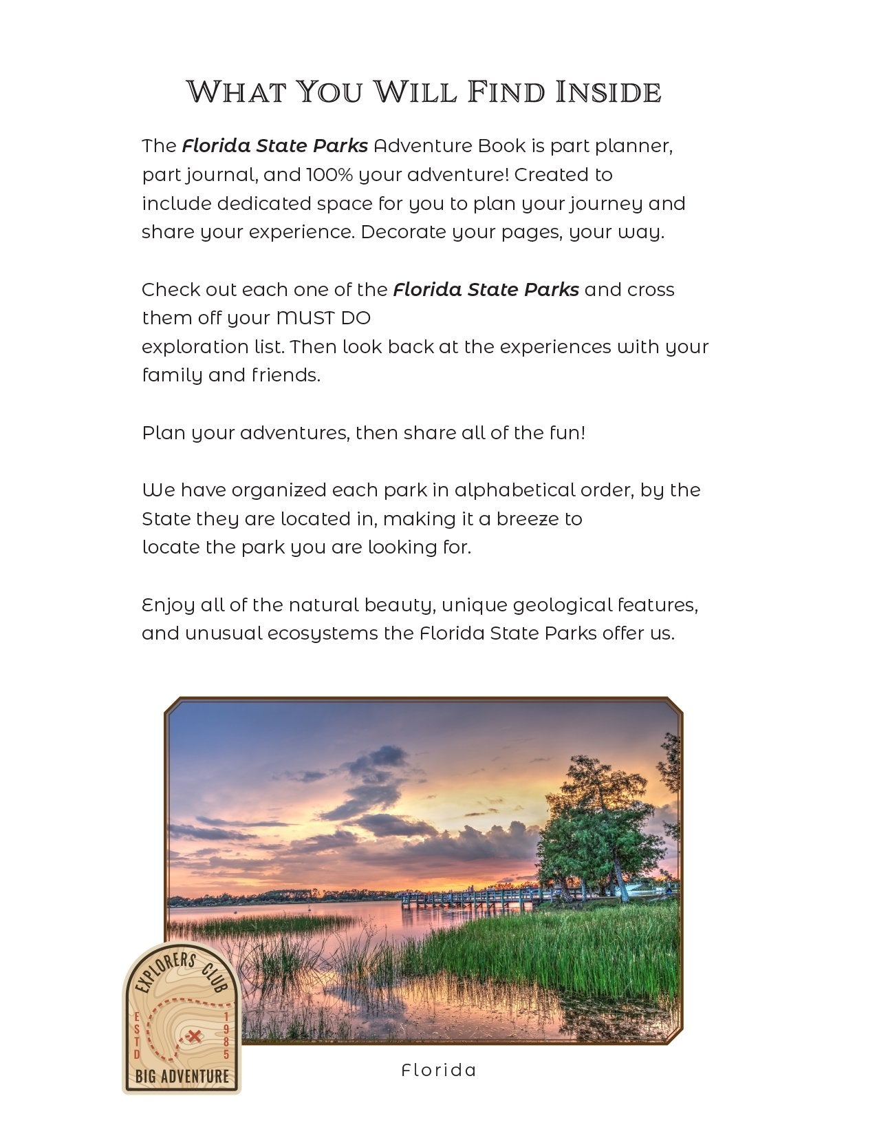 Florida State Parks & Sites - Adventure Planning Journal