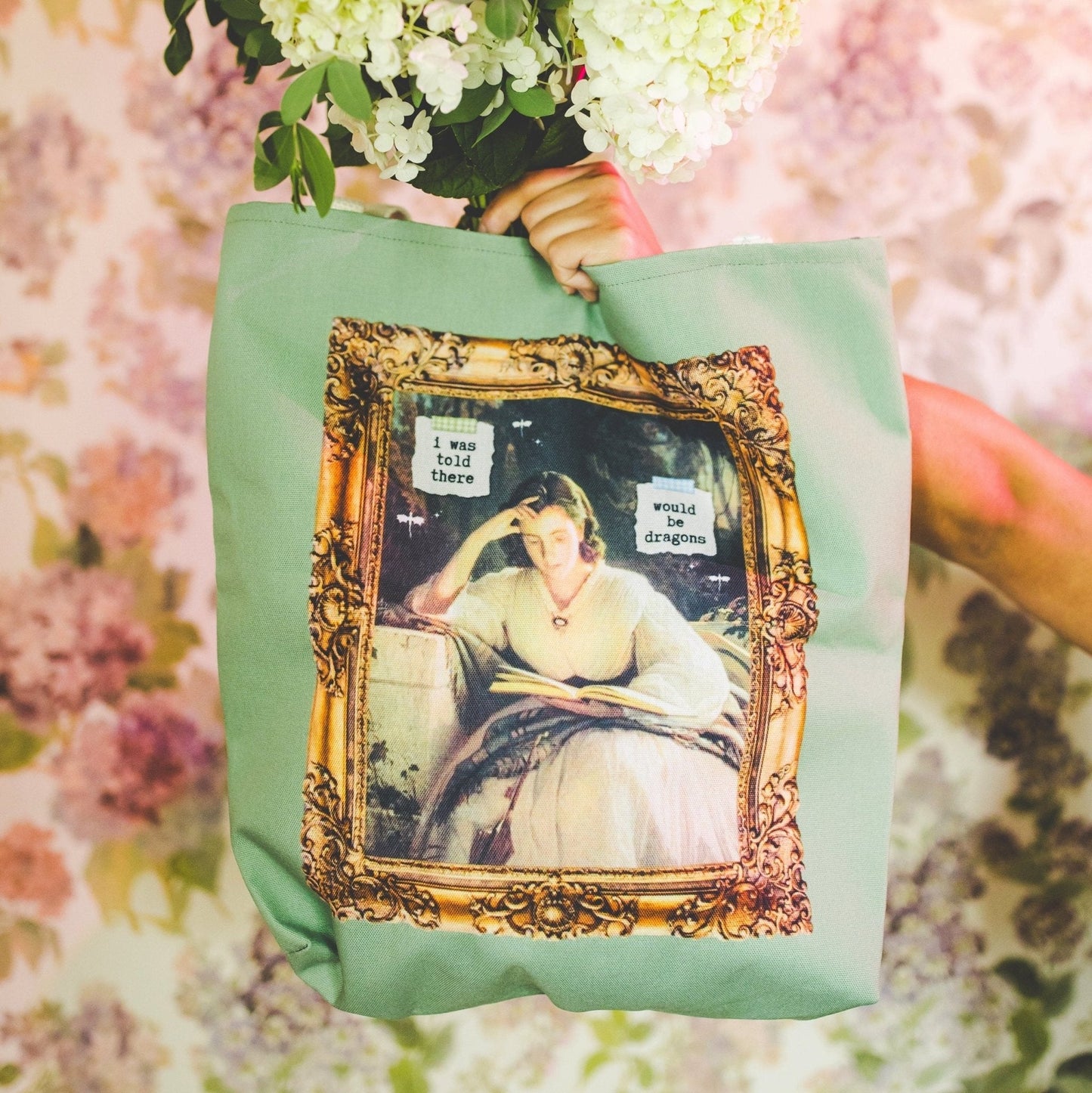 Funny Romantasy Reader Tote Bag for Bookworm Who Loves Dragons