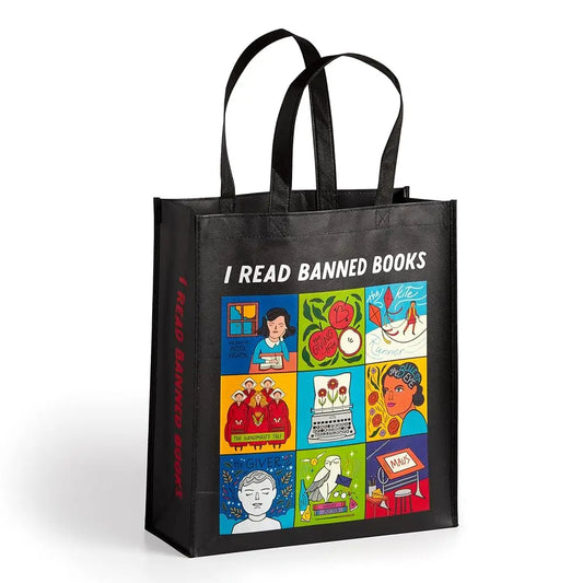 Galison I Read Banned Books Reusable Shopping Bag - Environmentally Friendly Lightweight Reusable Shopping And Grocery