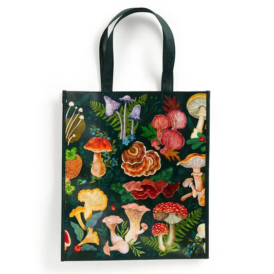 Galison World Of Mushrooms Reusable Shopping Bag - Environmentally Friendly Lightweight Reusable Shopping And Grocery